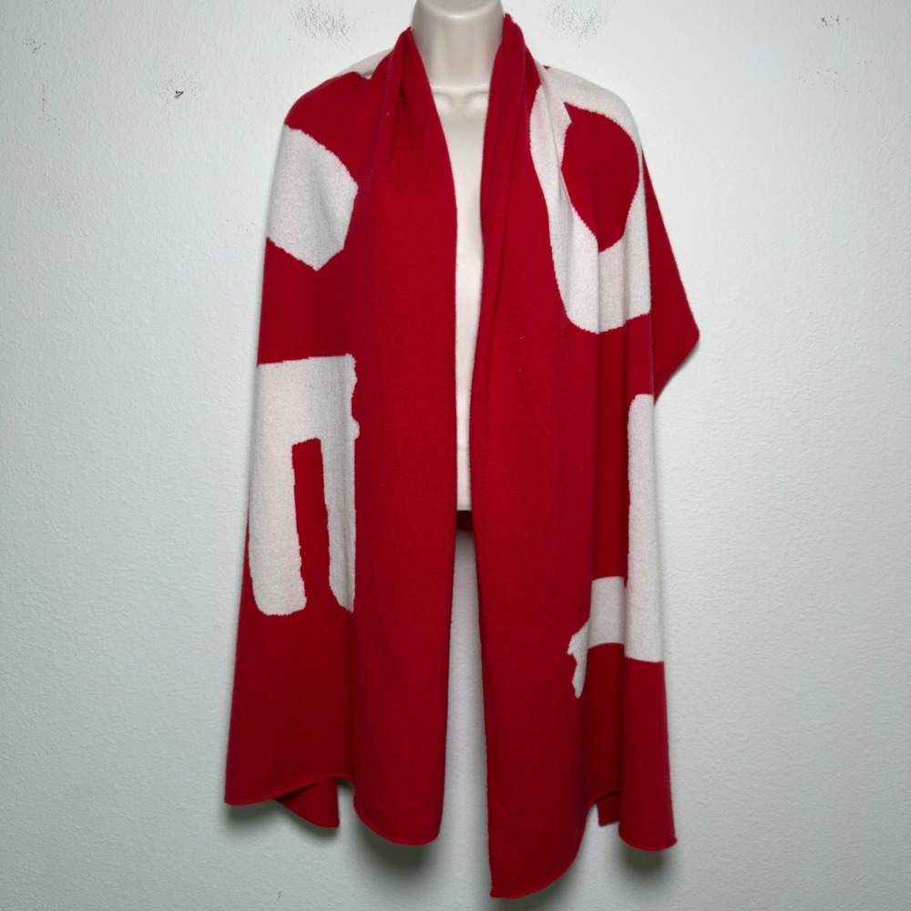 The Cashmere Project Womens 100% Cashmere Scarf O/S Red LOVE Intarsia Knit Wrap